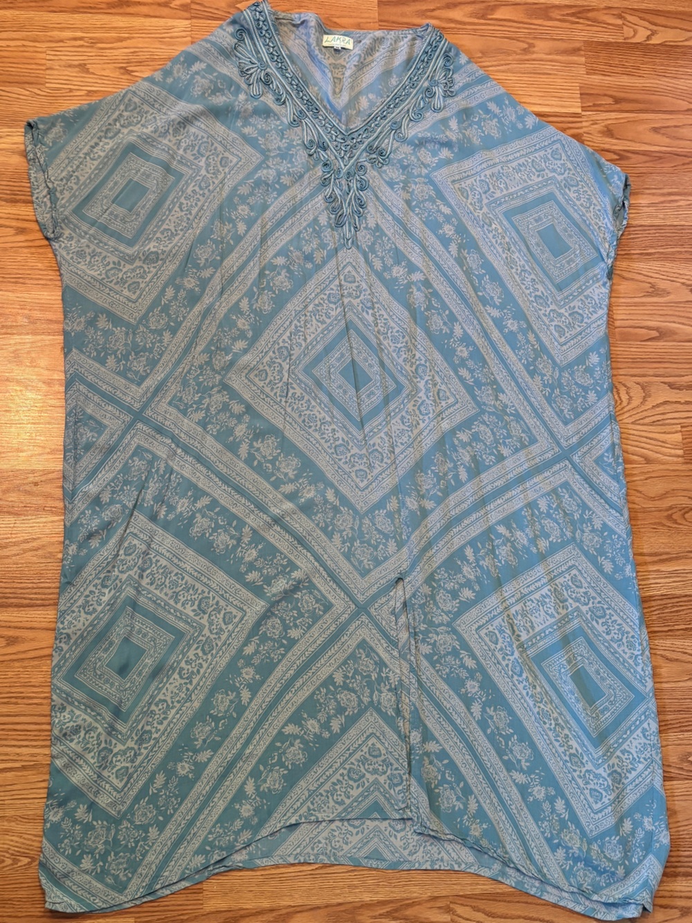 Light Blue Printed V-Neck Swim Coverup